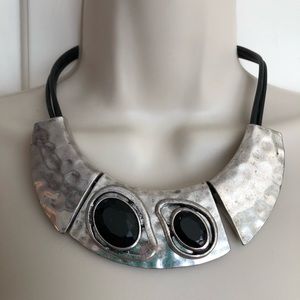 SILVER & BLACK STATEMENT NECKLACE